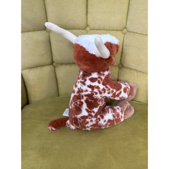 Build-A-Bear Longhorn Steer Bevo Plush Brown White Horned Cow 16” Retired 2023 - Picture 5 of 13